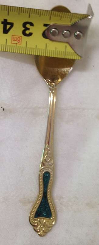 GOLD PLATED-220-8045 6 -TEA SPOON- QUALITY STAINLESS STEEL CUTLERY VINERS stamped STAINLESS STEEL] -