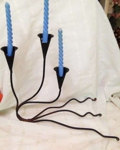 WROUGHT IRON CANDELABRA* 3 LILY`S