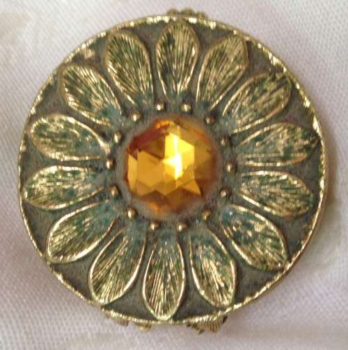 1950*CompactGOLD TONE has lovely Stone Embossed small Look at My BUY NOW Listings NO