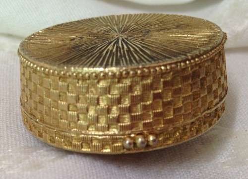 1950*CompactGOLD TONE has lovely Stone Embossed small Look at My BUY NOW Listings NO