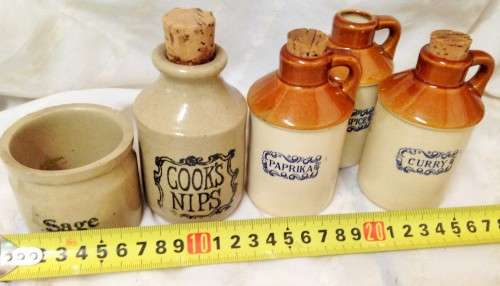 6mix 5 Iron`Stone Bottles*Scoop*Cooks nips+1Sage pot*LOOK At My BUY NOW LISTINGS NO WAITING