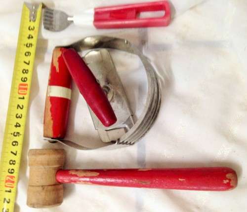 ADD TO YOUR COLLECTION- Opener*Butter scraper*wood Mallet*PASTRY BLENDER!!KITCHENALIA COLLECTING