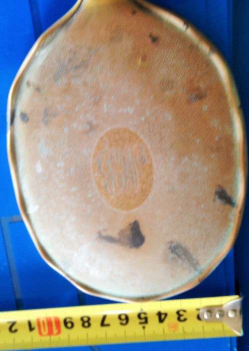 VINTAGE MIRROR*BEVELED*Monograme MB*hand held metal*Damage!!GREAT COUNTRY HOME DECOR!!!!