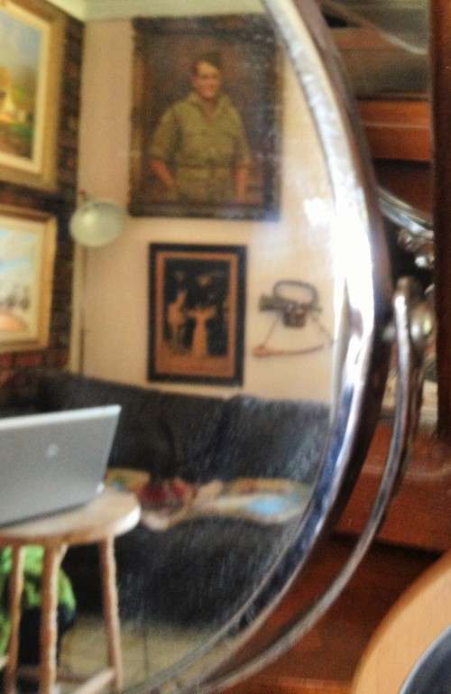OLD Shaving mirror/make up MIRROR*BEVELED*DAMAGE!!GREAT COUNTRY HOME DECOR!!!!