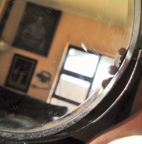 OLD Shaving mirror/make up MIRROR*BEVELED*DAMAGE!!GREAT COUNTRY HOME DECOR!!!!