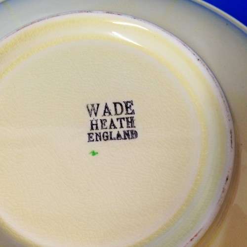 WADE HEATH Fruit bowl- ceramic basket weave Yellow with Pansy`s