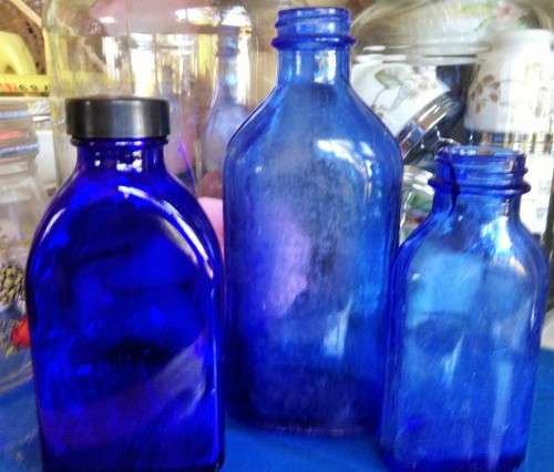 TRIO OF VINTAGE COBOLT BLUE bottls 2 DUMP DIG  no lids*L@@K at My BUY NOW listings NO WAITING