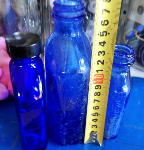 TRIO OF VINTAGE COBOLT BLUE bottls 2 DUMP DIG  no lids*L@@K at My BUY NOW listings NO WAITING