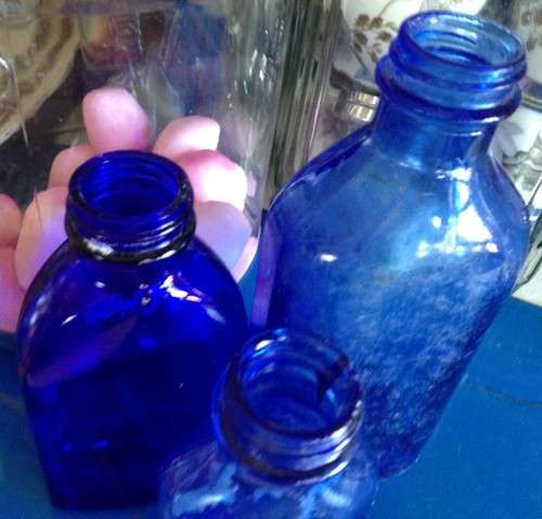TRIO OF VINTAGE COBOLT BLUE bottls 2 DUMP DIG  no lids*L@@K at My BUY NOW listings NO WAITING