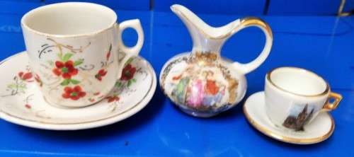 MINIATURE`s -2 X DUO-CERAMIC +JUG LIMOGES  chip