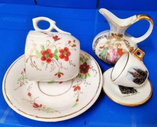 MINIATURE`s -2 X DUO-CERAMIC +JUG LIMOGES  chip