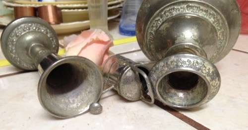 AWESOME !!!SILVER PLATED *1 VASE+*1CANDLE HOLDERS+ MINI WATER CAN!!!!! EXQUISITE INTRICATE PATTERN