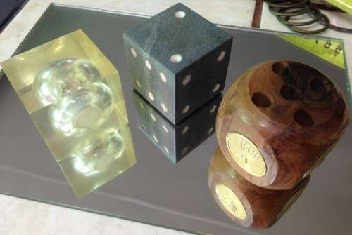 3 - Israel Olive Wood Pen holder - Resin dice inside - Soap Stone dice