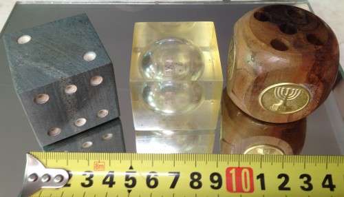3 - Israel Olive Wood Pen holder - Resin dice inside - Soap Stone dice