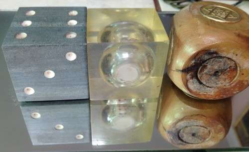 3 - Israel Olive Wood Pen holder - Resin dice inside - Soap Stone dice