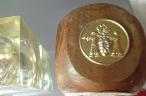3 - Israel Olive Wood Pen holder - Resin dice inside - Soap Stone dice