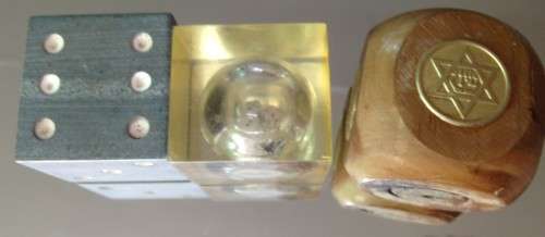 3 - Israel Olive Wood Pen holder - Resin dice inside - Soap Stone dice