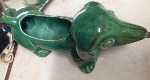 LUCIA GREEN SAUSAGE DOG VASE*NUMBER 2008