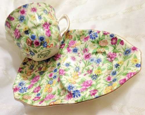 Royal Winton Grimwades CHINTZ PATTERN"Kew"*Tennis Snack set!!!GREAT COUNTRY HOME DECOR !!!