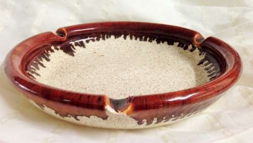 Ashtray -Pottery  26 cm DRIP GLAZE Stipple inside Look at my Buy Now listings No Waiting