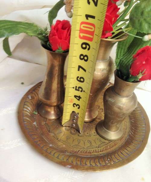 BRASS 3 x Posy Vases +1 Small tray TRAY ORNAMENT!!GREAT COUNTRY HOME DECOR