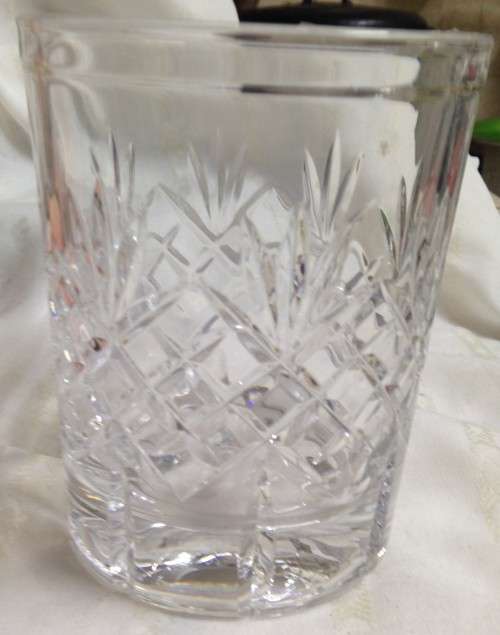 Vase or candle holder or ICE BUCKET CRYSTAL Cut GLASS DIAMOND + FERN