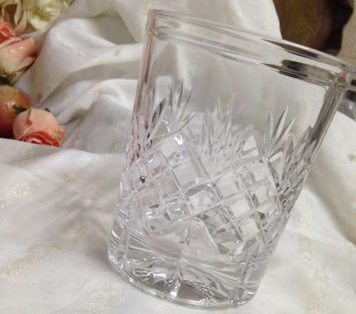 Vase or candle holder or ICE BUCKET CRYSTAL Cut GLASS DIAMOND + FERN