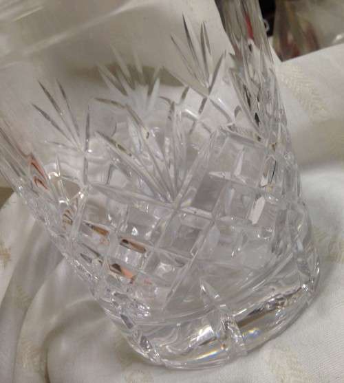 Vase or candle holder or ICE BUCKET CRYSTAL Cut GLASS DIAMOND + FERN