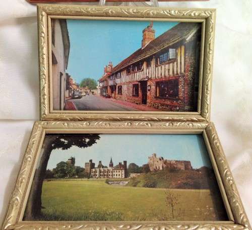 3 COLOUR *ENGLISH POST CARDS*FRAMES WITH GLASS*BEAUTIFUL!!GREAT COUNTRY HOME DECOR!!