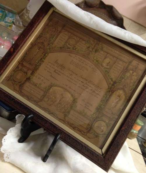 1828 BIRTH CERTIFICATE* WOOD FRAME +GLASS