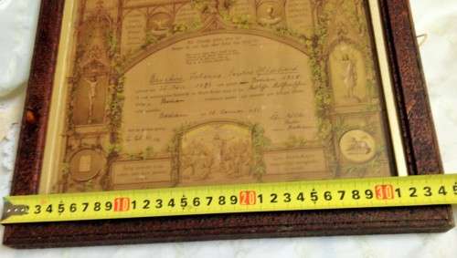 1828 BIRTH CERTIFICATE* WOOD FRAME +GLASS