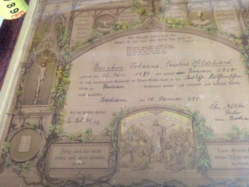 1828 BIRTH CERTIFICATE* WOOD FRAME +GLASS