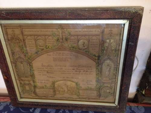 1828 BIRTH CERTIFICATE* WOOD FRAME +GLASS