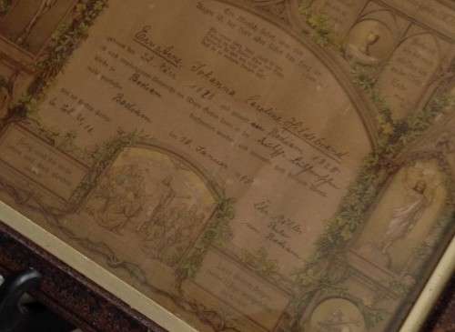 1828 BIRTH CERTIFICATE* WOOD FRAME +GLASS