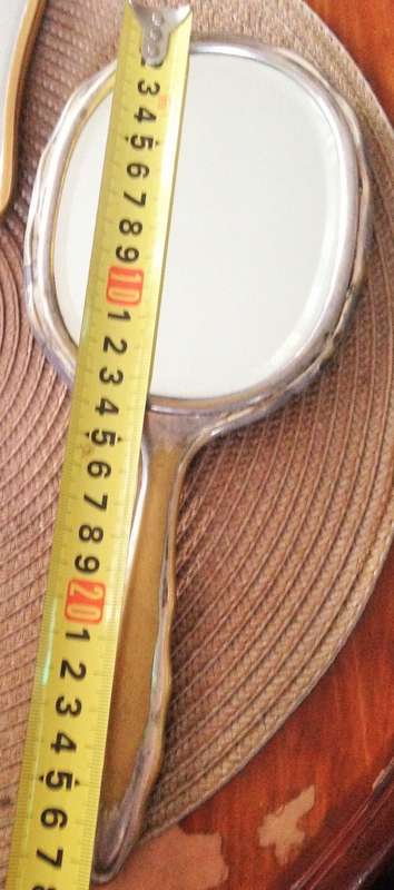 VINTAGE MIRROR*BEVELED*Monograme MB*hand held metal*Damage!!GREAT COUNTRY HOME DECOR!!!!