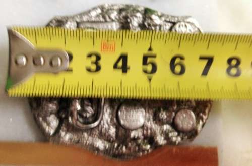 BERGAMOT BRASS WORKS 1984 made in USA  RED INDIAN ON HORSE BELT BUCKLE -SILVER TONE -BASE METAL