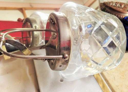 JAR crystal glass diamond cut hinge lid plated Crystal salt