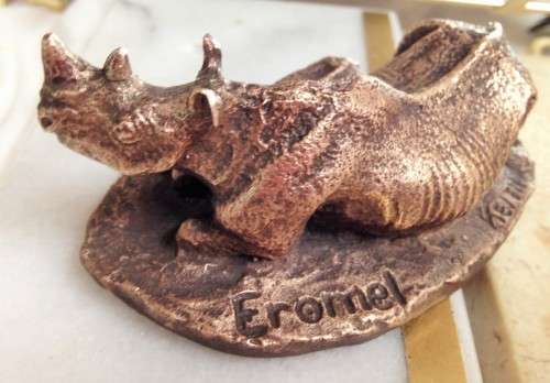 Signed by renowned South African Artist KEITH CALDER *RHINO AND CALF-Bronze EROMEL COLLECTION 1992