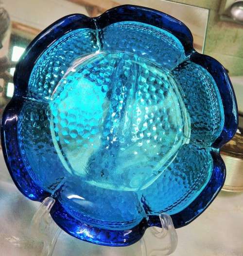 BLENICO flower ART GLASS COBOLTcirca1950s LOOK At My BUY NOW LISTINGS - NO WAITING