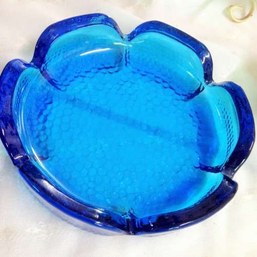 BLENICO flower ART GLASS COBOLTcirca1950s LOOK At My BUY NOW LISTINGS - NO WAITING