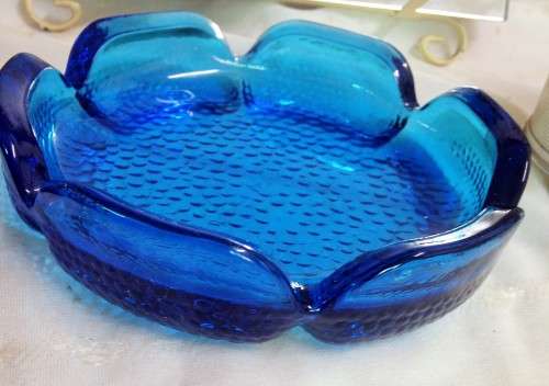 BLENICO flower ART GLASS COBOLTcirca1950s LOOK At My BUY NOW LISTINGS - NO WAITING