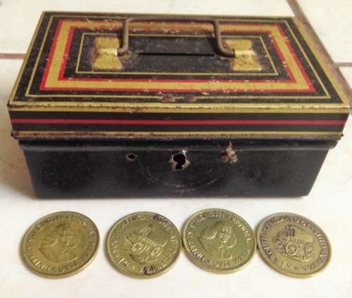 1 Cent S.A.COINS*1Money box CHAD VALLEY England 10015*GREAT HOME DECOR!L@@Kat MY*BUY NOW*NO WAITING!
