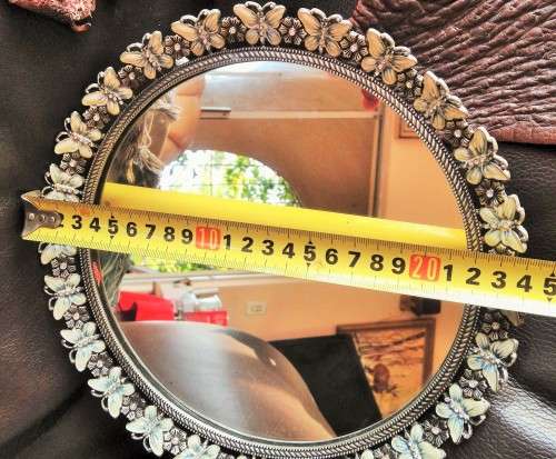 BUTTERFLYS ENAMELED FLOWERS CRYSTALS*MIRROR TRAY*GREAT COUNTRY HOME DECOR*L@@KatMy*BUYNOW*NO WAITING