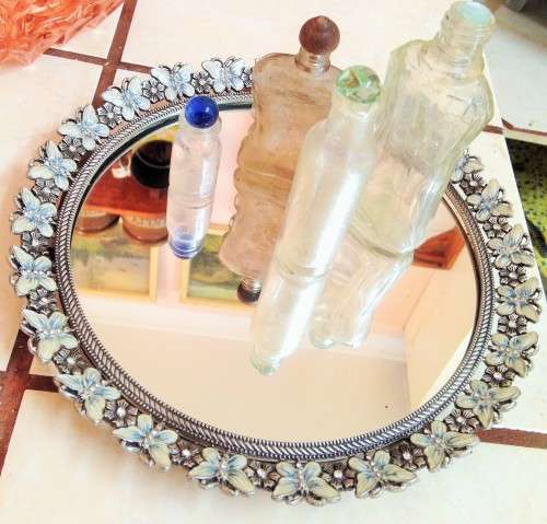 BUTTERFLYS ENAMELED FLOWERS CRYSTALS*MIRROR TRAY*GREAT COUNTRY HOME DECOR*L@@KatMy*BUYNOW*NO WAITING