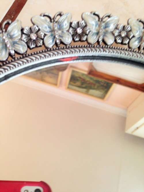 BUTTERFLYS ENAMELED FLOWERS CRYSTALS*MIRROR TRAY*GREAT COUNTRY HOME DECOR*L@@KatMy*BUYNOW*NO WAITING