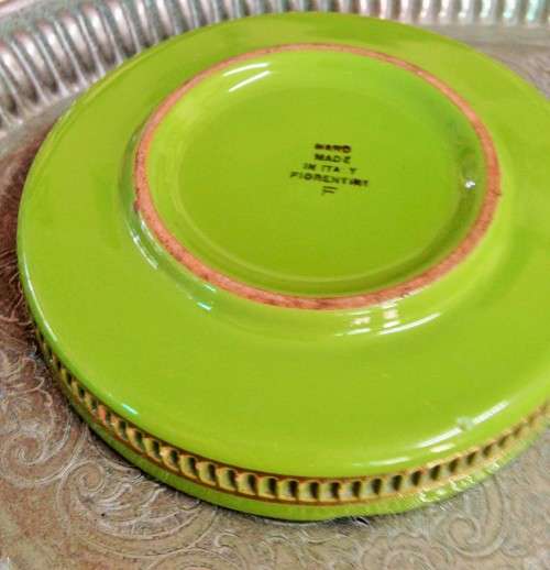 ITALIAN*Ceramic ASHTRAY Green + Gilt chips
