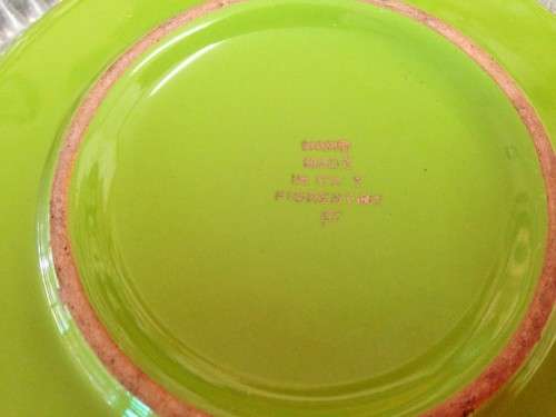 ITALIAN*Ceramic ASHTRAY Green + Gilt chips