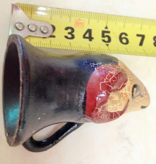 CANDLE SNUFFER- Greek RAKU pottery mythology DESIGN has ear  handle