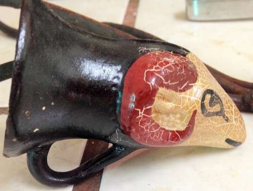 CANDLE SNUFFER- Greek RAKU pottery mythology DESIGN has ear  handle