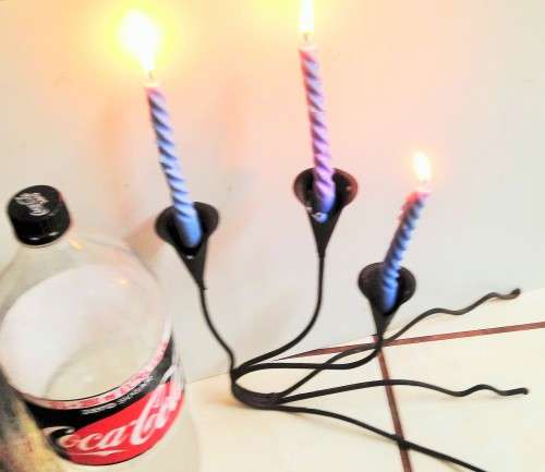 WROUGHT IRON CANDELABRA* 3 LILY`S